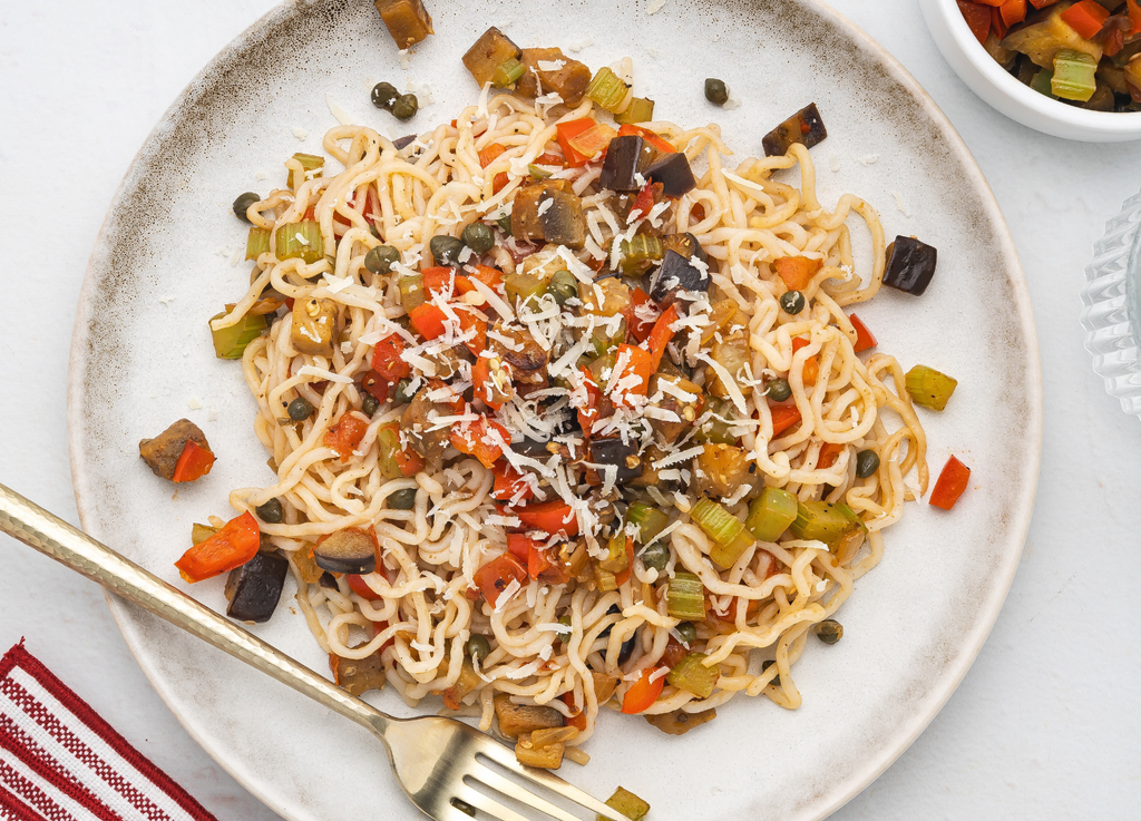 Low-Carb Eggplant Caponata Pasta