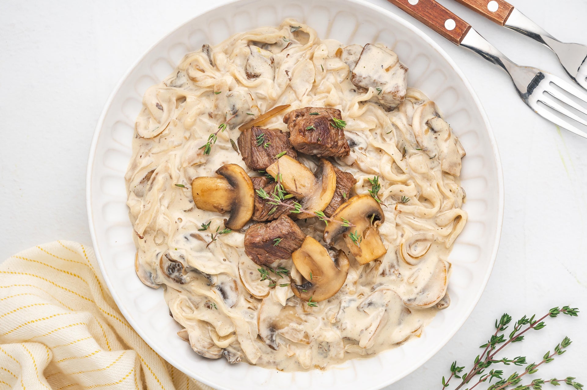 Creamy Low-Carb Steak and Mushroom Pasta