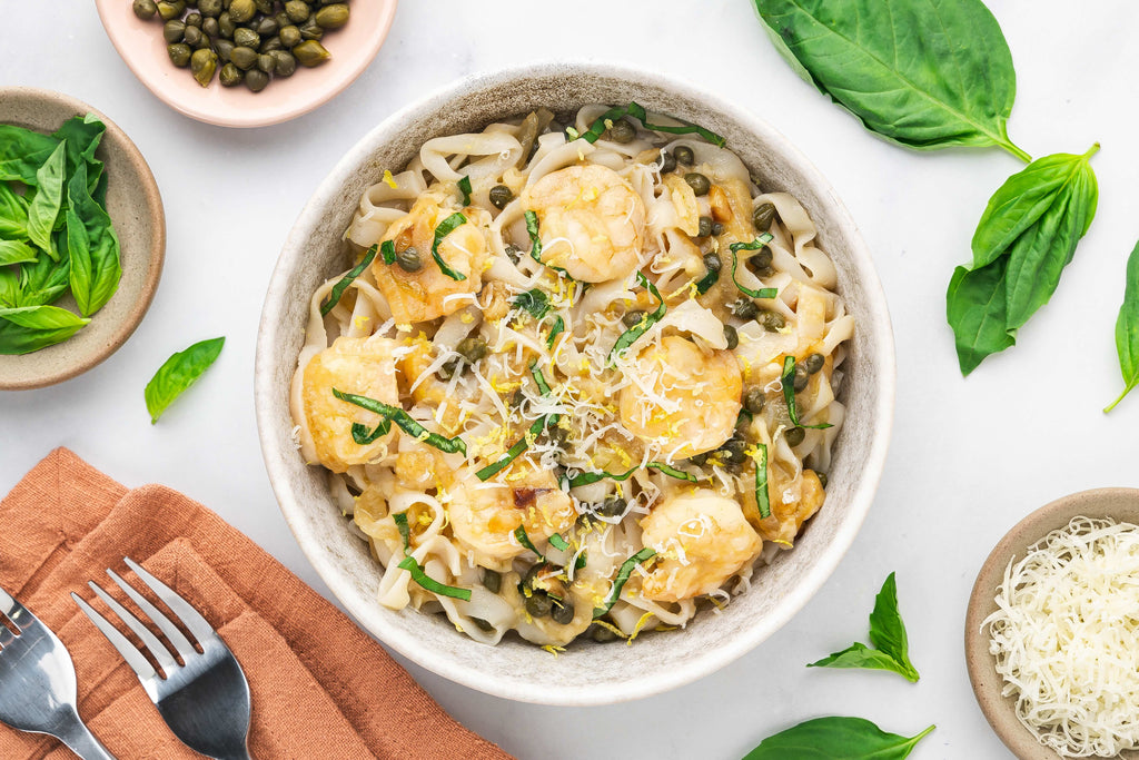 Shrimp Piccata with Fettuccine