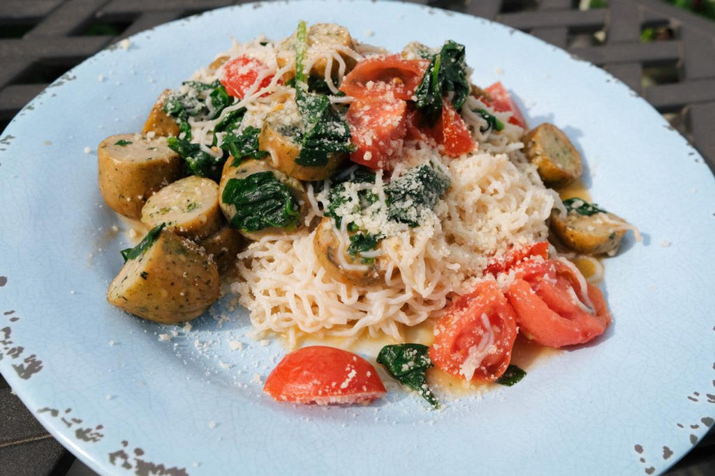 Chicken Sausage Pasta With Spinach And Tomato