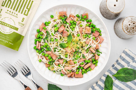 Low-Carb Pasta with Ham and Peas