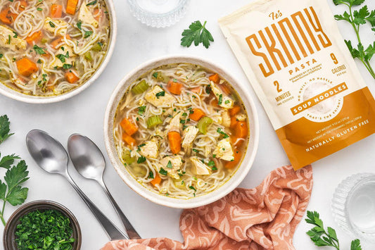 Classic Keto Chicken Noodle Soup with It’s Skinny Soup Noodles